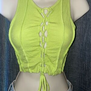 PACSUN lime Green Lace-Up Crop Top